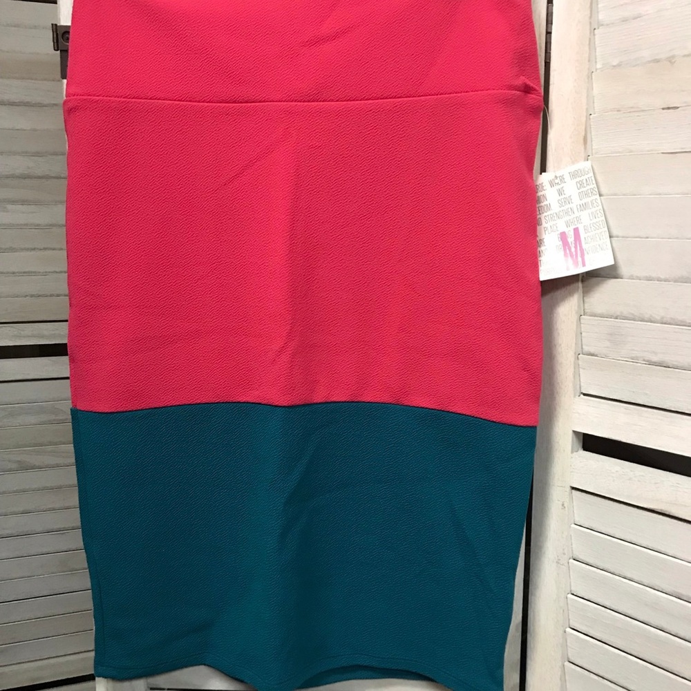 Lularoe Pink and Teal Cassie Skirt
